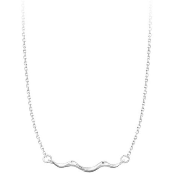 NEW 925 Sterling Silver Simple Wave Necklace - Picture 7 of 7